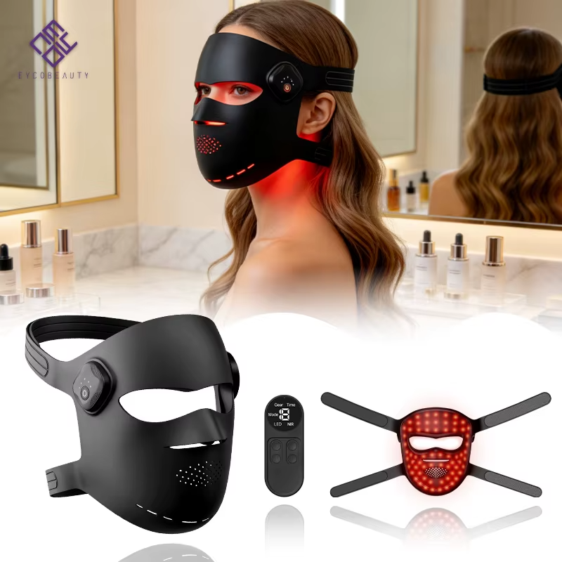B2B Dual-Battery Wireless 3D LED Facial Mask Manufacturer E255-1 | Wholesale OEM ODM High-Density LED Light Therapy Skincare Device Supplier - 画像 (6)