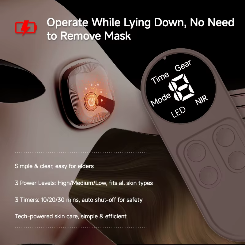 B2B Dual-Battery Wireless 3D LED Facial Mask Manufacturer E255-1 | Wholesale OEM ODM High-Density LED Light Therapy Skincare Device Supplier - 画像 (2)